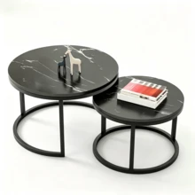 1 Round Coffee Table With Faux Marble Tabletop, Wear-Resistant And Easy To Maintain, Flexible To Place And Compatible With Various Living Room Styles - Multicolor - View 7