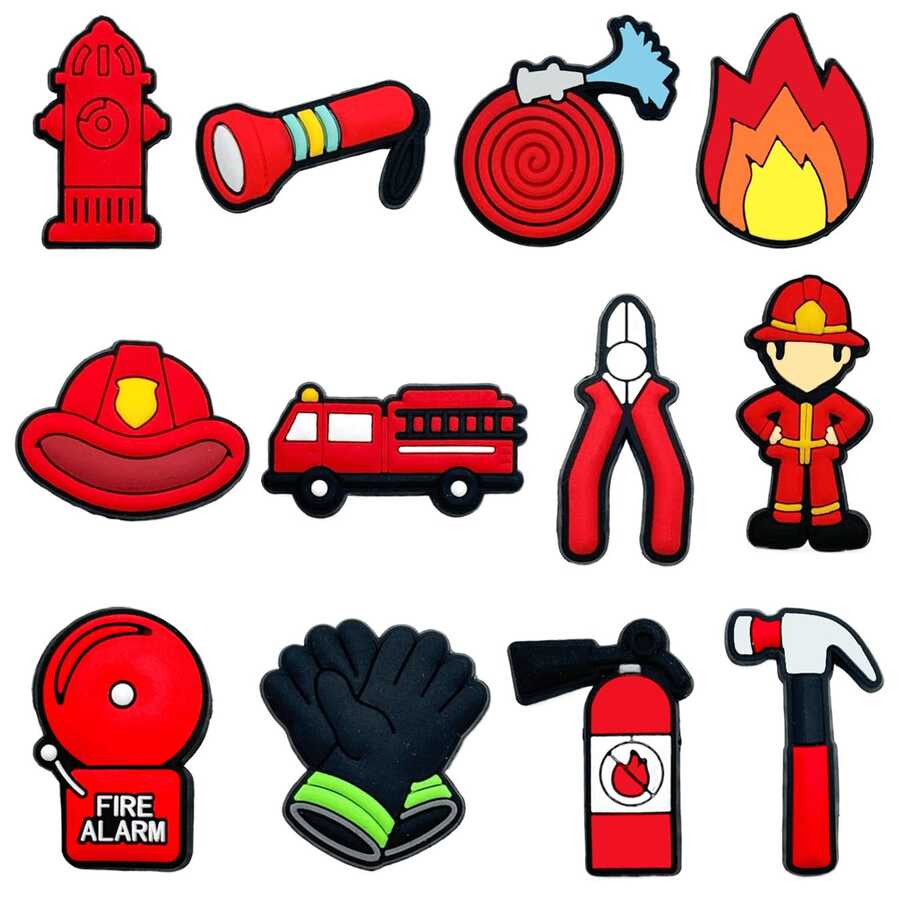 Firefighter Fire Shoe Charm, Garden Clog Hole Shoe Decoration