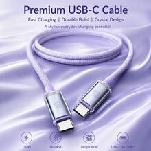 Kabel Data Pengisian Cepat Type-C ke Type-C 120W 6A, Jalinan Nilon, Kompatibel dengan iPhone 15-17 15Pro S25 S24 S23 S22 S21 12Pro P40 P60, Kabel Pengisian Daya Ponsel Android, Kabel USB C, Kabel Transfer Data Pro Pro, Kabel Dual Type-C - Mauve Purple - View 2