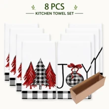 2/4/6 Peças Toalhas de Cozinha com Estampa de Elementos de Natal, Natal, Podem Ser Usadas Como Presentes de Natal, Decoração de Natal, Toalhas de Chá de Fibra Ultrafina Macia com Alta Absorção, Panos de Prato, Toalhas de Limpeza, Toalhas de Mão, Adequadas para Cozinhar, Assar, Limpar e Decoração de Cozinha, Acessórios de Cozinha, Itens Essenciais Diários - Multicolorido - Visão 15