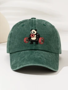 1件時尚簡約水洗棒球帽 熊貓舉重印花圖案，中性必備時尚單品，四季通用裝飾風格，送給家人朋友的幽默可愛禮物 - 水洗帽 - 查看 6