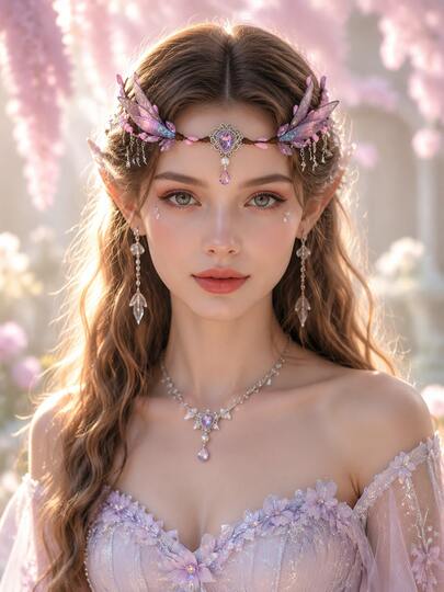 1pc Purple Fairy Wings Crown Crystal Forehead Drop Tiara Star Rhinestone Tassel Vine Headband Fairycore Hair Accessories Photo Props