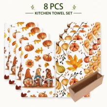 2/4/6pcs, Elf Pumpkin Pattern Printed Kitchen Towels, Super Soft Microfiber Highly Absorbent Tea Towels, Dish Cloths, Cleaning Towels, Hand Towels, Suitable For Cooking, Baking, Wiping Cleaning And Kitchen Decoration, Kitchen Accessories, Daily Essentials - Multicolor - View 13