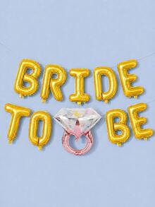 1Set Wedding Balloons, Bride-To-Be Party Letter Balloon Banner With Diamond Ring Foil Balloon, Suitable For Wedding, Engagement, Wedding Photo Booth, Bachelorette Party Decor - Pink Diamond Ring Style - View 5