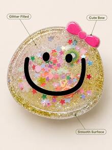 1pc Phone Air Cushion Stand, Smiling Bow Decor Expandable Minimalist Phone Holder - Multicolor - View 4