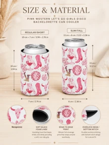 1pc Customized Party Cold-Keeping Sleeves, Bar Party Beverage Sleeves Disco Ball Aluminum Can Insulation Sleeves Western Cowboy Full-Print Cup Sleeves. - Multicolor - View 3