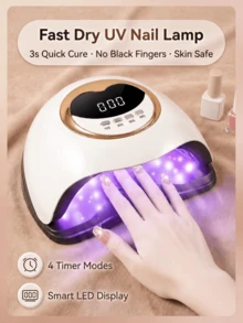 LEVIATECH High Power UV LED Nail Lamp - 45 LED Beads, 4 Timer Modes! Auto Sensor, LCD Display. Fast Gel Dryer, Detachable Base, Suitable For Hands And Feet, Perfect For Home And Salon Use - Gold - View 9