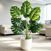 2pcs Large Artificial Palm Plants, 35 Inch Large Faux Banana Tree, Monstera And Fan Palm Tropical Plants Decor, Includes 24 Leaves, Evergreen, Suitable For All Seasons Artificial Potted Plants, Pot Not Included - Green - View 4