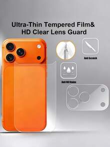4-In-1 2-Piece Full Coverage Anti-Peeping Tempered Glass Privacy Screen Protector, Compatible With IPhone 18 Pro Max/18 Pro/17 Pro/17 Pro Max, Full Coverage Anti-Peeping Glass Film, Birthday/Easter/Valentine's Day Gift For Boyfriend/Girlfriend, Includes 1pc High-Definition Camera Lens Protector Soft Film And 1pc High-Definition Phone Back Cover Soft Film - Black - View 7