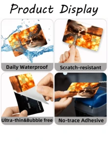 1pc Cool Cat Official Credit Card Sticker Privacy Protection Card Skin, Fun Holiday Gift PVC Material Anti-Fingerprint Anti-Scratch Wear-Resistant Card Sleeve, Suitable For Couples, Small Chip Card, Bank Card, Credit Card, Transit Card, Student Campus Card Personalized DIY - Multicolor - View 9