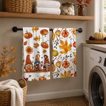 2/4/6pcs, Elf Pumpkin Pattern Printed Kitchen Towels, Super Soft Microfiber Highly Absorbent Tea Towels, Dish Cloths, Cleaning Towels, Hand Towels, Suitable For Cooking, Baking, Wiping Cleaning And Kitchen Decoration, Kitchen Accessories, Daily Essentials - Multicolor - View 4
