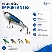 1 Isca Artificial de Superfície para Robalo, Cauda Giratória, Cor Sortida - 1 Peça – Cor Sortida - Visão 7