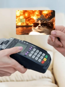 1pc Cool Cat Official Credit Card Sticker Privacy Protection Card Skin, Fun Holiday Gift PVC Material Anti-Fingerprint Anti-Scratch Wear-Resistant Card Sleeve, Suitable For Couples, Small Chip Card, Bank Card, Credit Card, Transit Card, Student Campus Card Personalized DIY - Multicolor - View 2