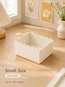 1pc & 2pcs Packs Hot Stackable Wave Edge Desktop Storage Box, Plastic Cosmetic & Stationery Organizer Bin, Household Sundry Container, Office Supplies, Back To School Must-Have - Multiple Styles - View 16