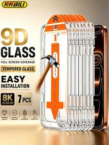 NNBILI 7Pcs 9H High Definition Transparent Full Screen Tempered Glass Screen Protector With Auto-Alignment Installation Tool, Dust-Free, Bubble-Free, Anti-Fingerprint, Anti-Drop, Anti-Shatter, Compatible With IPhone 18/18 Pro/18 Pro Max/17/17Pro/17Pro Max/17Air/16/15/14/13/12/11/X/XS/XR/XS Max Full Series - Clear - View 41
