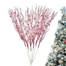 5/10pcs Christmas Glitter Berry Stems, Artificial Christmas Decorations, Gift Holiday Home Decor, Used For Christmas, DIY Christmas Wreath Crafts Tree Ornament Glitter Accents, Holiday Decorations, Reusable - Multicolor - View 19