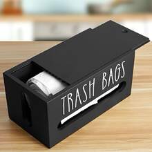 1pc Garbage Bag Dispenser, Garbage Bag Storage Organizer, Wall-Mounted Wooden Garbage Bag Roll Holder, Kitchen Accessories, Kitchen Storage Organizer Box - Multicolor - View 6