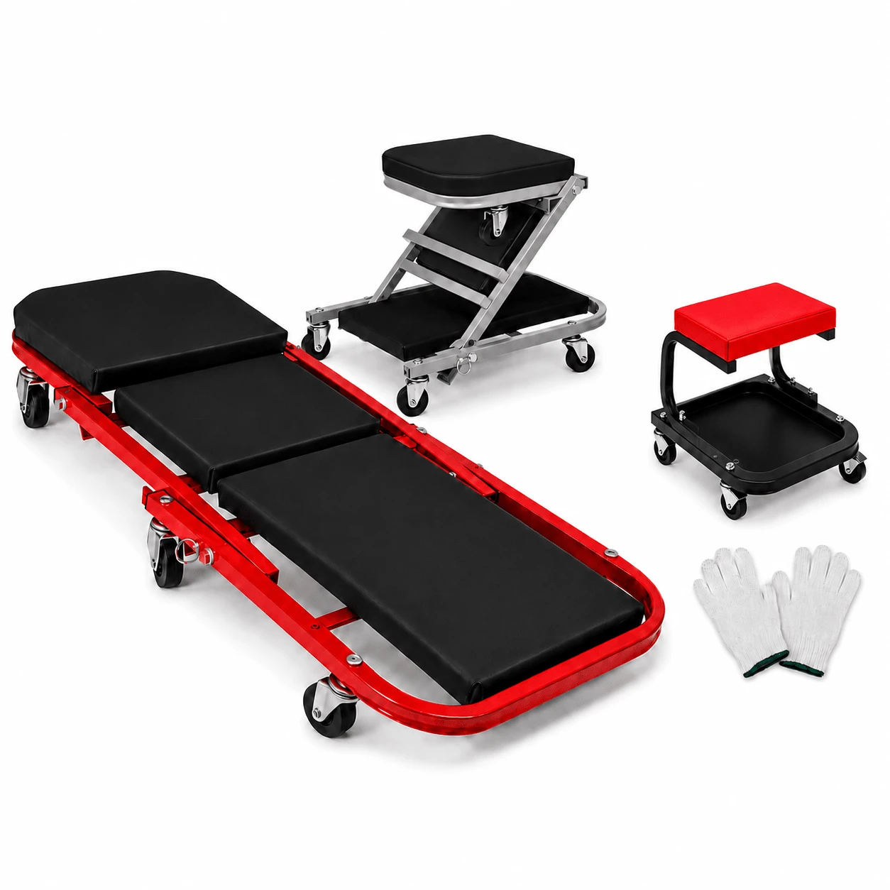 Automotive Mechanic Creeper, 3-In-1 Folding Creeper Seat Or Rolling Garage Stool, Heavy-Duty Padded Auto Repair Equipment With Swivel Casters, Multiple Options Available - A - View 1