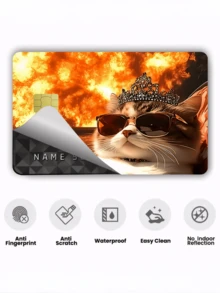 1pc Cool Cat Official Credit Card Sticker Privacy Protection Card Skin, Fun Holiday Gift PVC Material Anti-Fingerprint Anti-Scratch Wear-Resistant Card Sleeve, Suitable For Couples, Small Chip Card, Bank Card, Credit Card, Transit Card, Student Campus Card Personalized DIY - Multicolor - View 6