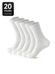 20 Pares de Meias Grossas Masculinas Preto & Branco para Inverno, Moda, Casual, Confortável, Adequado para Esportes ao Ar Livre, Corrida, Fitness, Meias de Compressão para Joelho, Casual de Negócios Férias, Meias Cano Alto Preto & Branco, Natal, Ação de Graças, Presentes de Ano Novo, Opção 1/5/10/20 Pares - Multicolorido - Visão 13