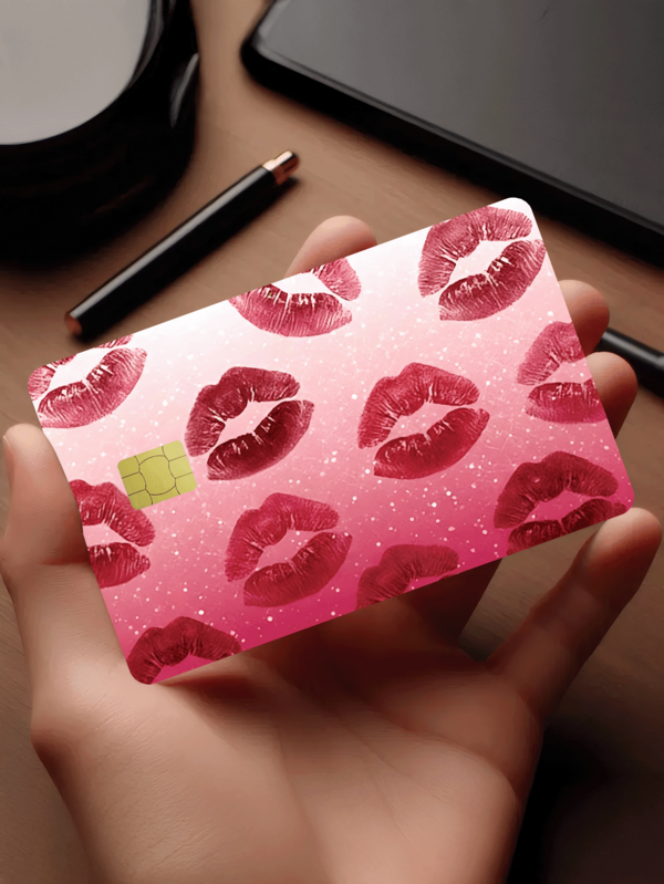 1pc Sexy Lips Official Credit Card Sticker Privacy Protection Card Skin, Personalized Independent Girl Holiday Birthday Gift PVC Material Anti-Fingerprint Anti-Scratch Wear-Resistant Card Sleeve, Card Protector, Suitable For Men, Women, Couples, Small Chip Card, Bank Card Decoration Sticker, Credit Card, Transit Card, Student Campus Card Personalized DIY