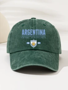 1件時尚極簡水洗棒球帽「ARGENTINA」印花圖案，送給家人與朋友的禮物，極具吸引力的四季裝飾風格，美式復古圖案運動風，男女通用時尚必備單品 - 阿根廷5 - 查看 15