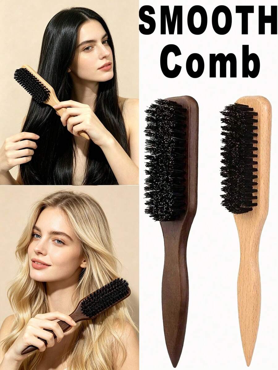 1pc Neutral Smooth Comb, Unisex Back Hair Comb, Suitable For Twin Ponytails/Sideburns Grooming, Handle Part Can Be Used For Sectioning/Parting, Suitable For Dry/Smooth/Tangled Hair, Includes Wide-Tooth Detangling Comb And Smooth Comb, Convenient For Combing, Styling, Polishing And Straightening, Creating Smooth And Frizz-Free Hairstyle, Suitable For Men And Women, Perfect Gift For Women/Teachers - Multicolor - View 1