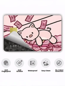 1件官方豬鈔信用卡貼紙隱私保護卡皮，財富與幸運節日禮物，PVC材質防指紋防刮耐磨卡套，適合男士、女士、情侶，小晶片卡、銀行卡裝飾貼紙，信用卡、交通卡、學生校園卡個性化DIY - 多色 - 查看 7