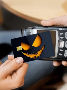 1 قطعة ملصق بطاقة ائتمان رسمية بتصميم اليقطين للهالوين، حماية الخصوصية، غلاف بطاقة بتصميم اليقطين والجمجمة، هدية عيد ميلاد وعطلة، مادة PVC مقاومة للبصمات والخدش والتآكل، غلاف بطاقة، واقي بطاقة، مناسب للرجال والنساء والأزواج، بطاقة شريحة صغيرة، ملصق تزيين بطاقة بنكية، بطاقة ائتمان، بطاقة نقل، بطاقة طالب جامعية، DIY شخصي - النوع أ - مشاهدة 6