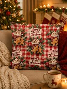 Taplak Meja, Alas Piring, dan Sarung Bantal Motif Permen Kue Jahe Natal, Gaya Natal, Dekorasi Rumah dan Dapur Natal, Cocok untuk Dekorasi Rumah dan Pesta Natal - MultiWarna - View 7