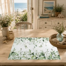 1pc/4pcs/6pcs, Botanical Pattern Printed Linen Placemats, Rectangular Table Mats, Washable, Easy To Clean, Plate Mats, Bowl Mats, Western Style Mats, Suitable For Kitchen, Dining Room, Home Gathering, Coffee Table And Daily Table Decoration - Multicolor - View 3