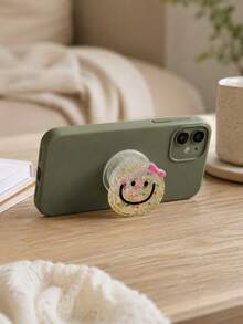 1pc Phone Air Cushion Stand, Smiling Bow Decor Expandable Minimalist Phone Holder - Multicolor - View 1