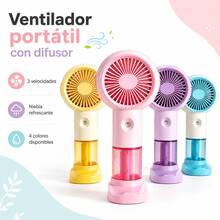 2-In-1 Portable Fan With Humidifier And Diffuser, 3 Speeds, Refreshing Fine Mist, Transparent Water Tank, USB-C Rechargeable, Compact And Lightweight - 1 - View 1