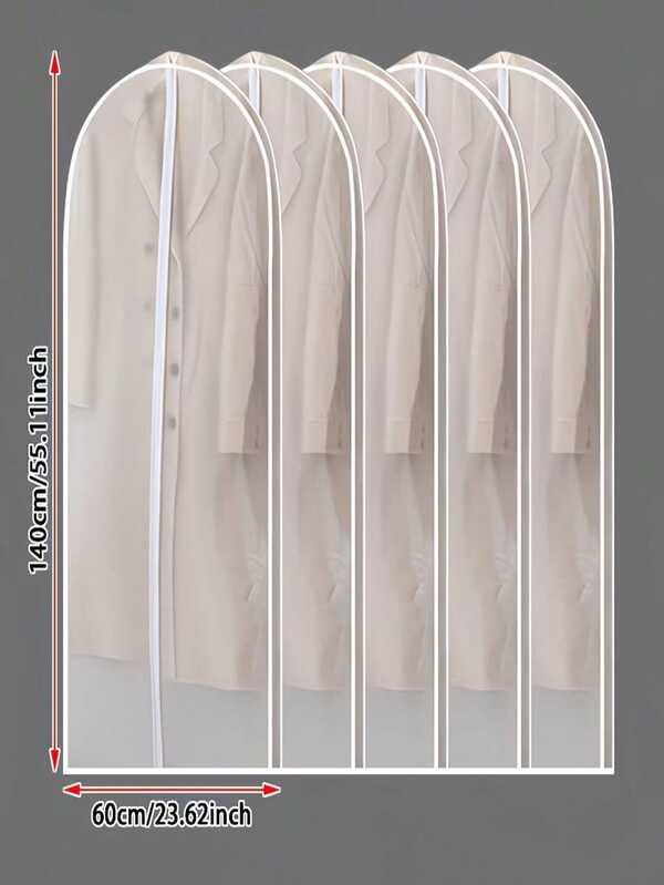 10/5/1pc Dust-Proof Transparent Garment Bag, 4 Different Size Options, Full Zipper Closure - Closet Storage Hanging Plastic Clothing Bag, Essential For Dry Cleaning, Travel And Laundry Shop Home Supplies, Suitable For Suits, Wedding Dresses, Travel And Closet Organization - Dust-Proof And Wrinkle-Resistant