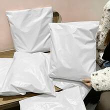 100入郵寄袋/快遞袋/加厚塑膠包裝袋/自黏封口包裝袋，高強度層，強力自黏，寬邊緣，耐撕裂，適用於居家收納與商業運輸 - 白色 - 查看 7