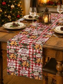 Taplak Meja, Alas Piring, dan Sarung Bantal Motif Permen Kue Jahe Natal, Gaya Natal, Dekorasi Rumah dan Dapur Natal, Cocok untuk Dekorasi Rumah dan Pesta Natal - MultiWarna - View 1