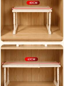 1/2pcs Extendable Cabinet Storage Rack, Adjustable Length 40-63 Cm, Height 20-30 Cm, White Multi-Layer Space-Saving Divider For Dishes, Toaster, Coffee Machine, Easy To Install, Countertop Storage Divider - View 2