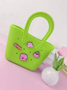 XD Children's New Silicone Material Solid Color Letter Perforated DIY Detachable Handbag, Perfect For Kids, Beach Vacation, Outdoor, Holiday Gift - Multicolor - View 14