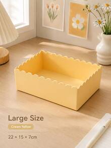 1pc & 2pcs Packs Hot Stackable Wave Edge Desktop Storage Box, Plastic Cosmetic & Stationery Organizer Bin, Household Sundry Container, Office Supplies, Back To School Must-Have - Multiple Styles - View 11