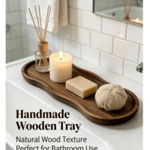 High-Quality Wooden Tray Suitable For Bathroom, Tray, Perfume Tray, Kitchen Tray, Reception Tray, Decorative Tray, Applicable For Room Decoration, Home Decor, Bathroom Decor And Living Room Decor, Widely Used Wooden Tray In The Home - C-Wood Color - View 3