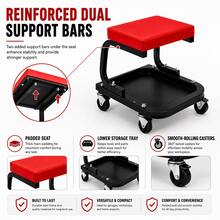 Automotive Mechanic Creeper, 3-In-1 Folding Creeper Seat Or Rolling Garage Stool, Heavy-Duty Padded Auto Repair Equipment With Swivel Casters, Multiple Options Available - A - View 6