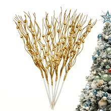 5/10pcs Christmas Glitter Berry Stems, Artificial Christmas Decorations, Gift Holiday Home Decor, Used For Christmas, DIY Christmas Wreath Crafts Tree Ornament Glitter Accents, Holiday Decorations, Reusable - Multicolor - View 14