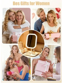 LED 3-Color Light Makeup Mirror With 3 Lighting Modes, Adjustable Brightness, Smart Touch Screen, USB Rechargeable, High Definition Makeup Mirror, Suitable As Birthday, Valentine's Day, Mother's Day And Christmas Gift - Multicolor - View 11