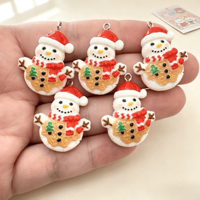 5/10pcs Christmas Tree Snowman Pendant, Suitable For DIY Jewelry Making, Perfect For Party Accessories, Earrings, Necklaces, Bags