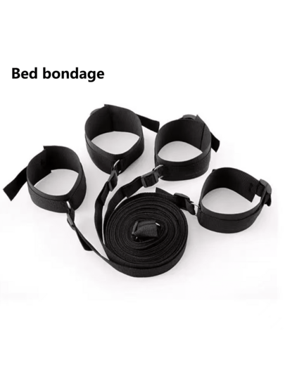 Juego de correas de cama BDSM – Correas de sujeción ajustables para cama con esposas y grilletes para piernas, accesorios de bondage para parejas, juguete para dormitorio de adultos, equipo de juego de rol, equipo BDSM, accesorios fetiche, kit de sujeción, juego íntimo para parejas