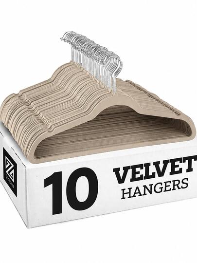 10 cabides premium aveludados, finos e antiderrapantes em feltro, cabides resistentes e duráveis para casacos e fatos, ideais para o armário, acessório perfeito para o armário