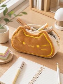 1pc Kawaii Cat Pencil Case With Zipper, Cute Pen Bag & Stationery Pouch For Pens, Markers, School, Office & Desk Storage - Multicolor - View 2