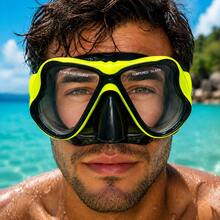 1pc Adult Full Face Snorkel Mask, Wide View Swimming Mask, Comfortable Leak-Proof Sealed Design, Adjustable Head Strap, Unisex, Beginner Friendly, Suitable For Beach, Pool, Swimming, Snorkeling And Summer Water Sports - Yellow - View 2