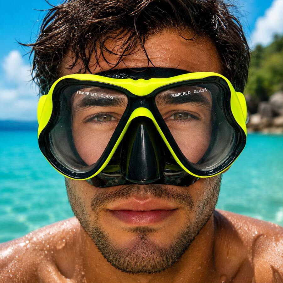 1pc Adult Full Face Snorkel Mask, Wide View Swimming Mask, Comfortable Leak-Proof Sealed Design, Adjustable Head Strap, Unisex, Beginner Friendly, Suitable For Beach, Pool, Swimming, Snorkeling And Summer Water Sports