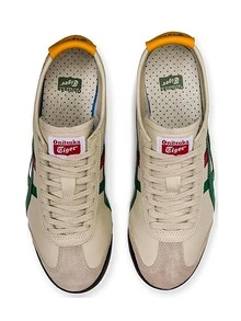 ASICS Onitsuka Tiger Mexico 66 米色綠紅條紋復古運動鞋 中性日常走路訓練鞋 - 香檳色 - 查看 5